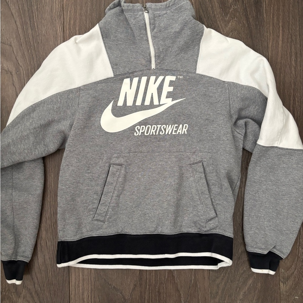Nike Gray and White Sportswear Pullover